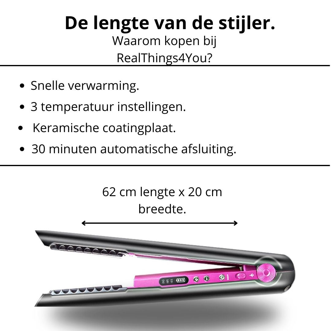 RealThings4You stijltang - draadloze stijltang - Keramisch - 2 in 1 krul en stijltang - usb c - handig voor op reis