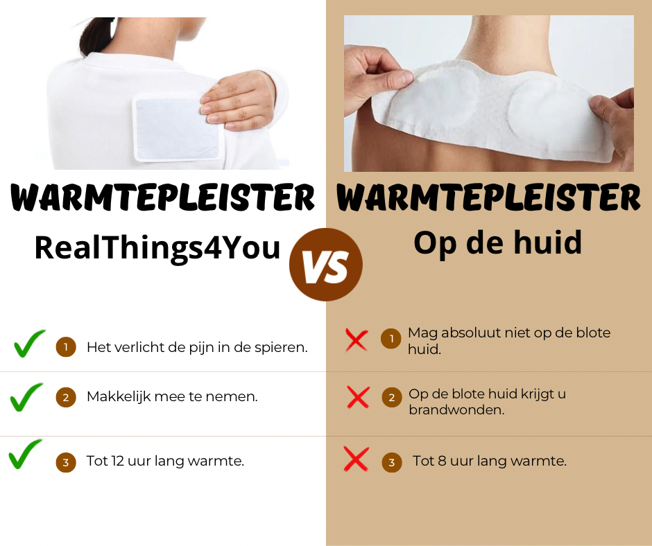 RealThings4You Warmtepleisters - Pijnverlichting - 10x2 stuks - spierpijn - nekpijn - 14 uur lang warmte