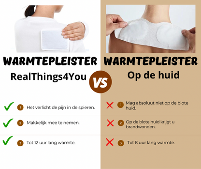 RealThings4You Warmtepleisters - Pijnverlichting - 10x2 stuks - spierpijn - nekpijn - 14 uur lang warmte