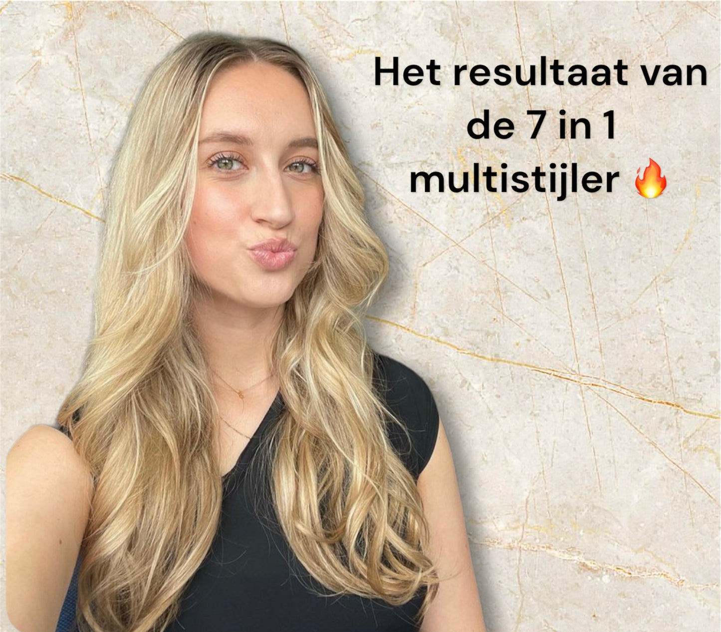 RealThings4You 7 in 1 multistijler Zwart - Heteluchtborstel - 7 opzetstukken - Gratis Haarscruncie + handschoen