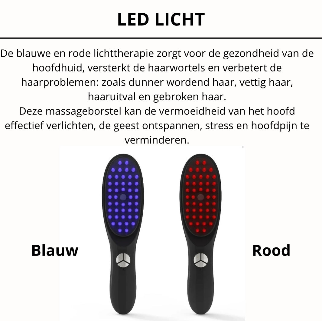 RealThings4You Massage Haarborstel - Led licht - 46 Massagefunctie's - Stoom - Haarmassage -